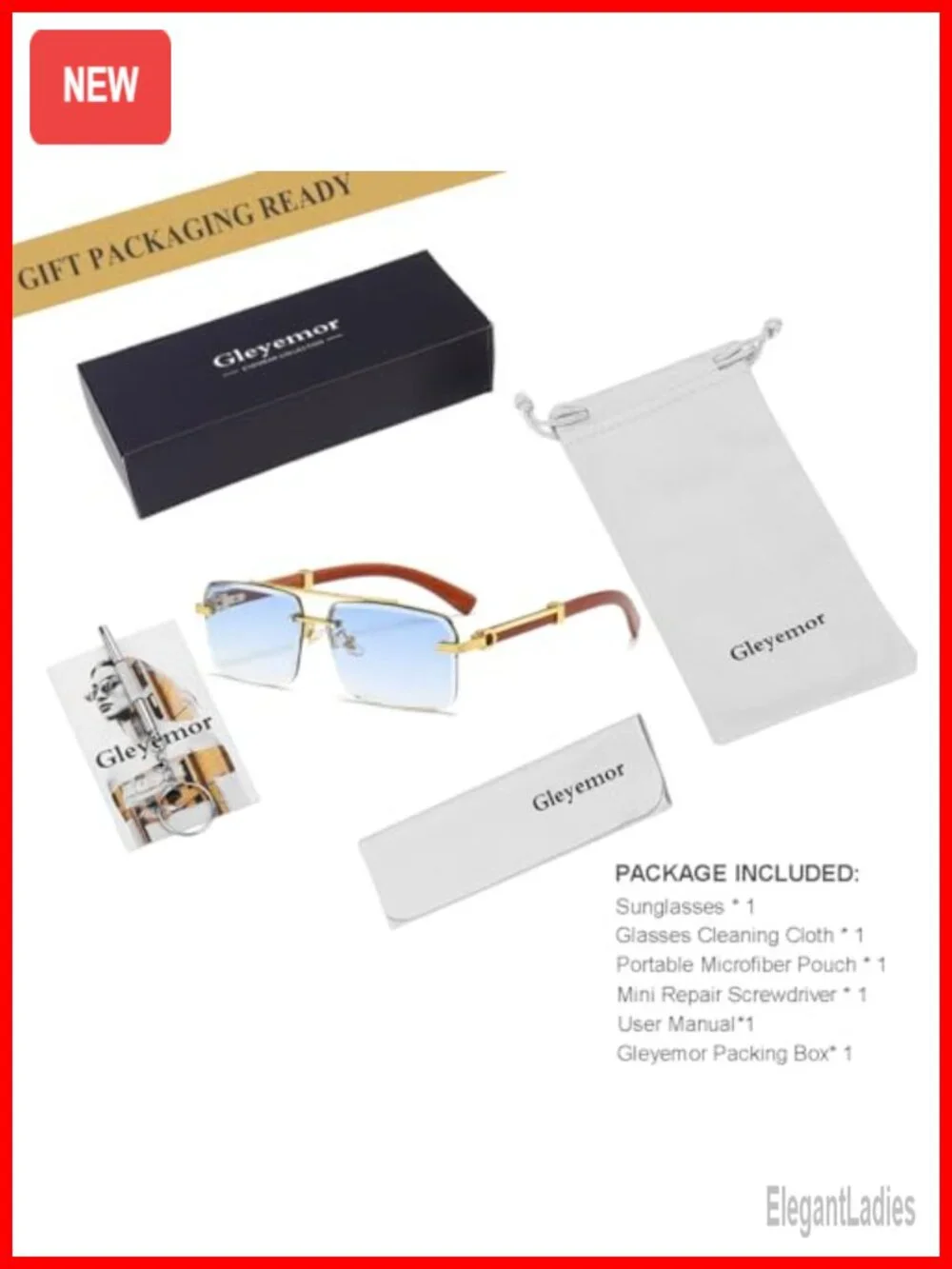 Rimless Rectangle Sunglasses Square Frameless Sunglasses for Men UV400